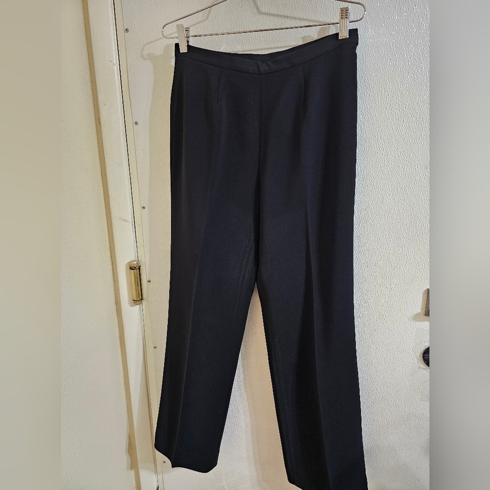 Le Suit Classic Black 4P Wide Leg Lined Pants 29" Inseam, Left Zipper 100% Poly